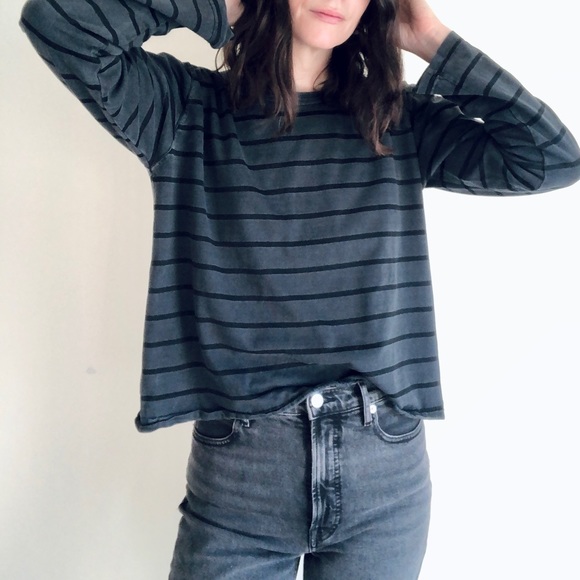 Boxy cotton stripe long sleeve crop - Picture 15 of 15